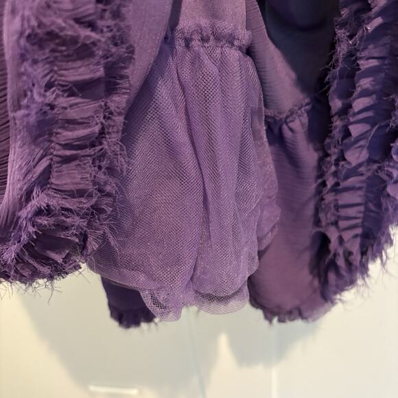 Y2K Fairy Whimsigoth Dress XS Purple Cocktail Party Layered Ruched Mini VILA - Picture 10 of 13